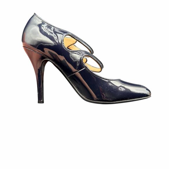 J.Crew Mona Navy Patent Leather Double-Strap Mary Jane Heels Sz 8 - Picture 11 of 12